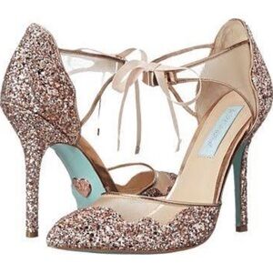 Betsey Johnson Glitter Heels with Bow